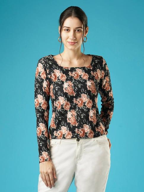 globus black floral print top