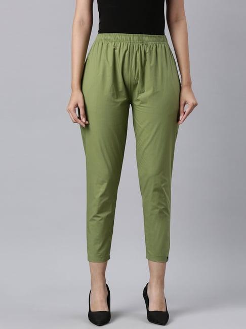 twin birds green cotton pants