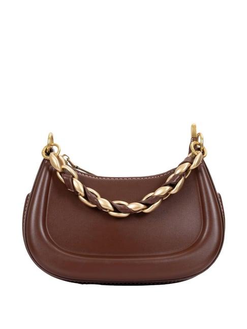 kazo brown solid handbag