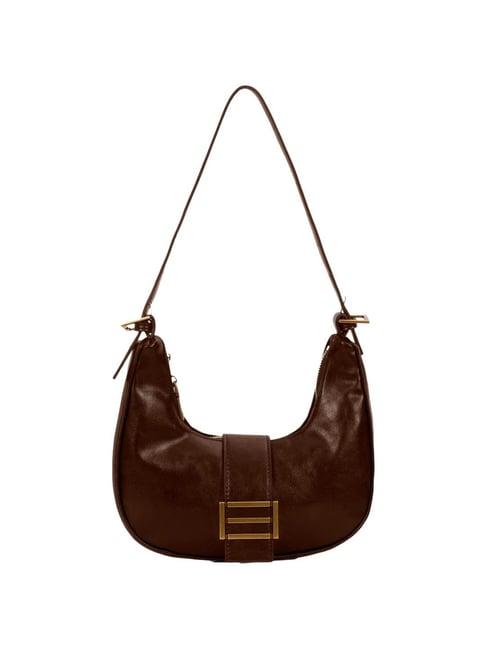 kazo brown solid shoulder handbag