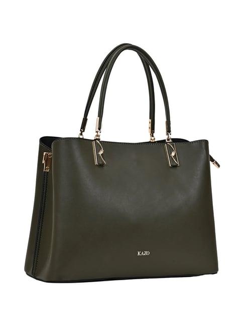 kazo green solid tote handbag