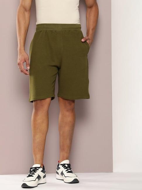 dillinger green regular fit striped shorts