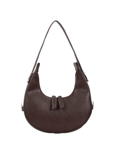 kazo brown solid shoulder handbag