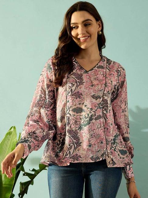 the kaftan company pink printed top