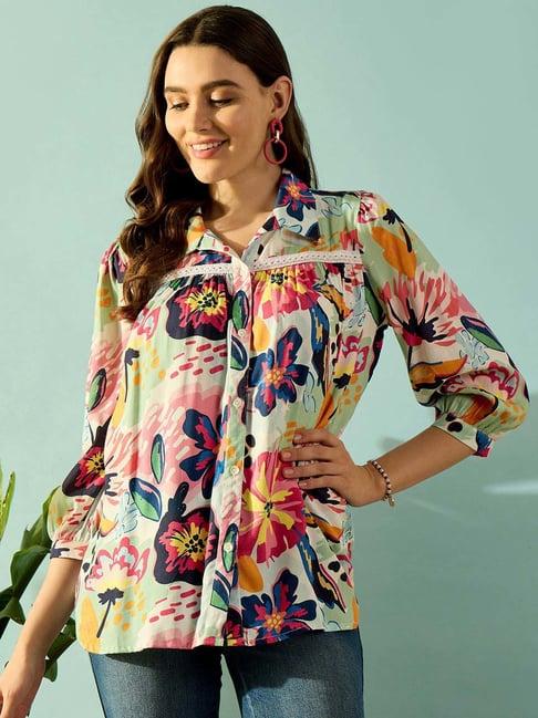 the kaftan company multicolored printed shirt