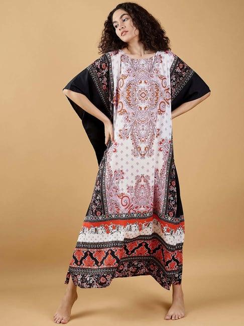 the kaftan company black printed kaftan