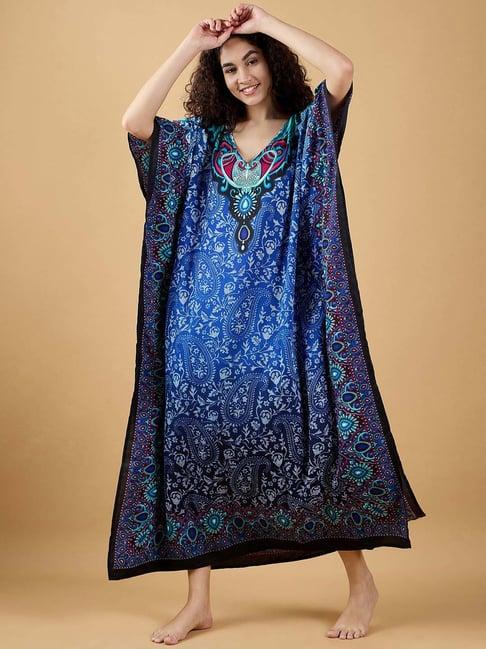 the kaftan company blue printed kaftan