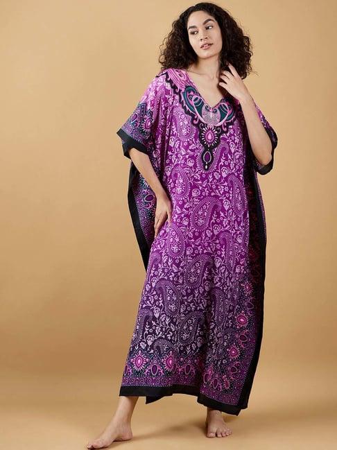 the kaftan company purple printed kaftan