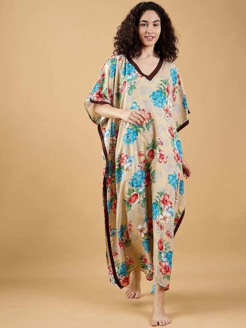 the kaftan company beige printed kaftan