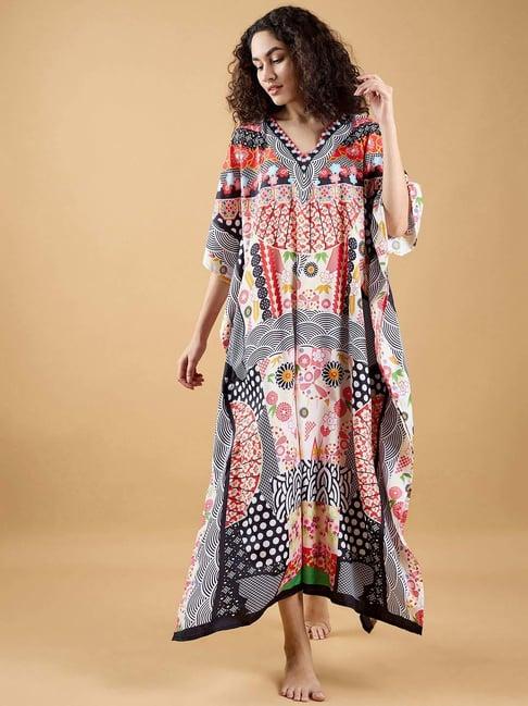 the kaftan company multicolored printed kaftan