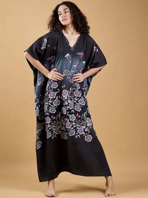 the kaftan company black printed kaftan