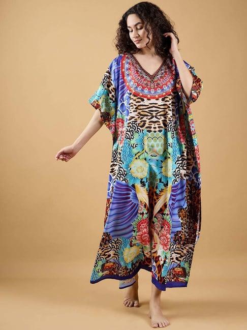 the kaftan company multicolored printed kaftan