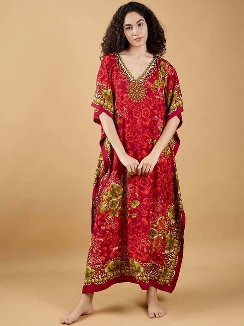 the kaftan company red printed kaftan