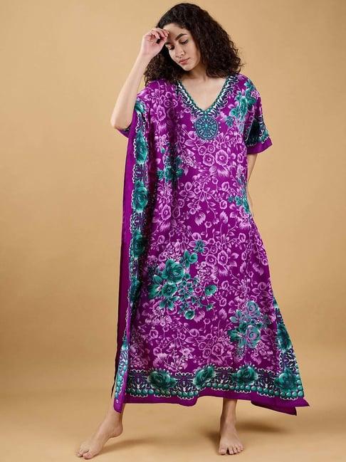 the kaftan company purple printed kaftan