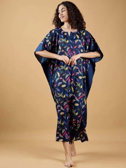 the kaftan company blue printed kaftan