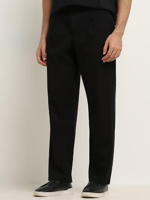 ascot by westside black relaxed-fit mid-rise cotton chinos