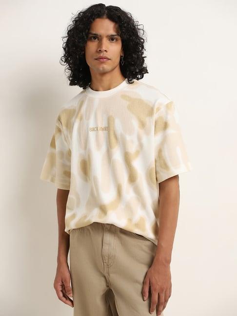 nuon by westside off-white abstract pattern relaxed-fit t-shirt