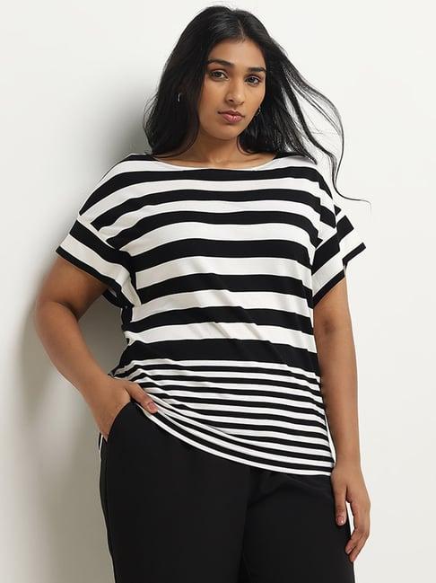 gia by westside black & white striped t-shirt