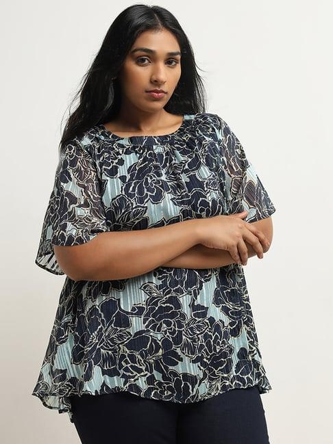 gia by westside teal floral printed blouse