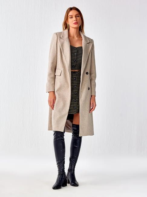 cover story grey regular fit long coat