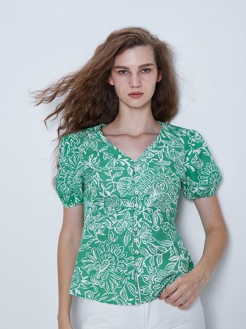 cover story green floral print top