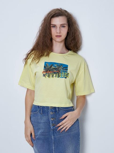 cover story yellow graphic print t-shirt