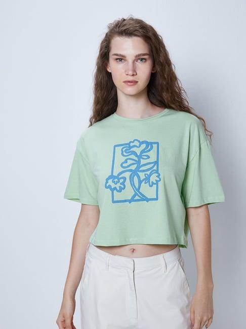 cover story green printed t-shirt