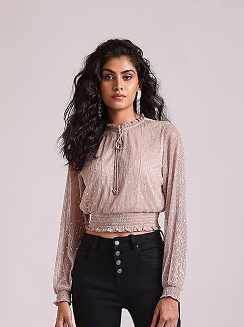 cover story pink embellished crop top