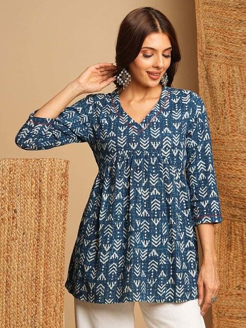 kami kubi blue cotton printed tunic