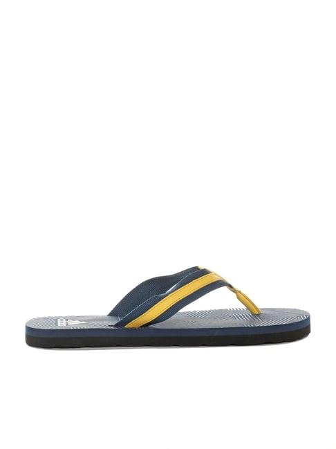 adidas men's hurtle blue & yellow flip flops