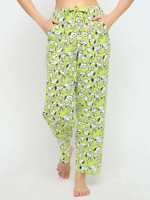 clovia green cotton printed pyjamas