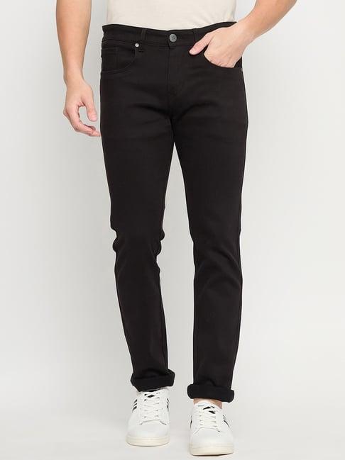 duke black cotton slim fit chinos