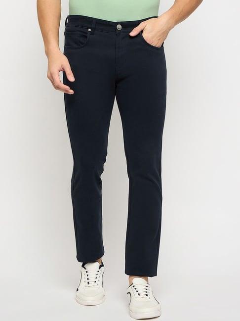 duke navy cotton slim fit chinos