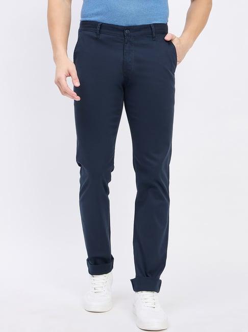 duke navy cotton slim fit chinos