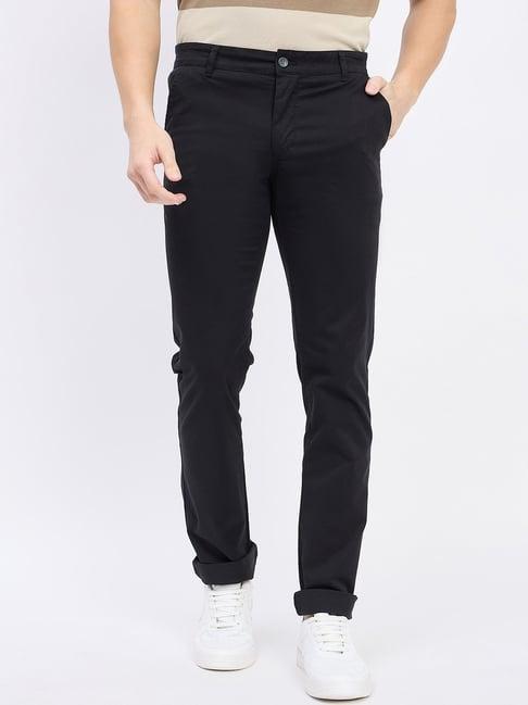 duke black cotton slim fit chinos