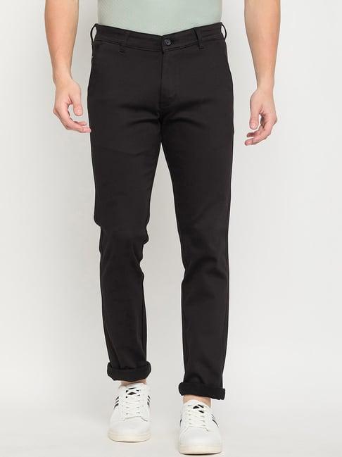 duke black cotton slim fit chinos