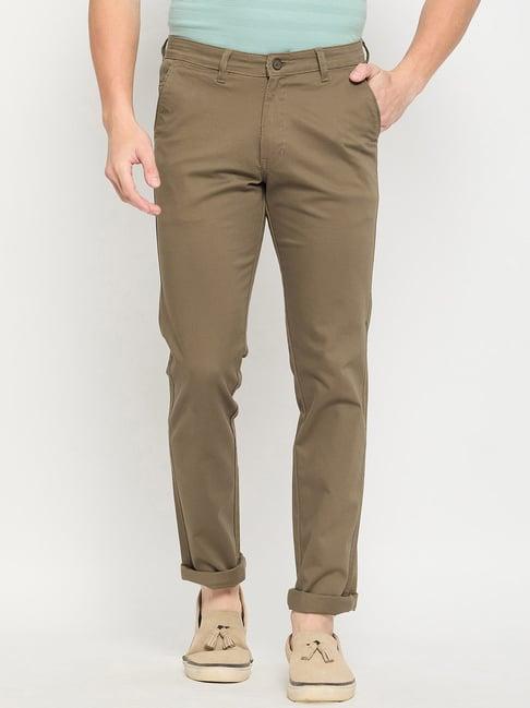 duke khaki cotton slim fit chinos