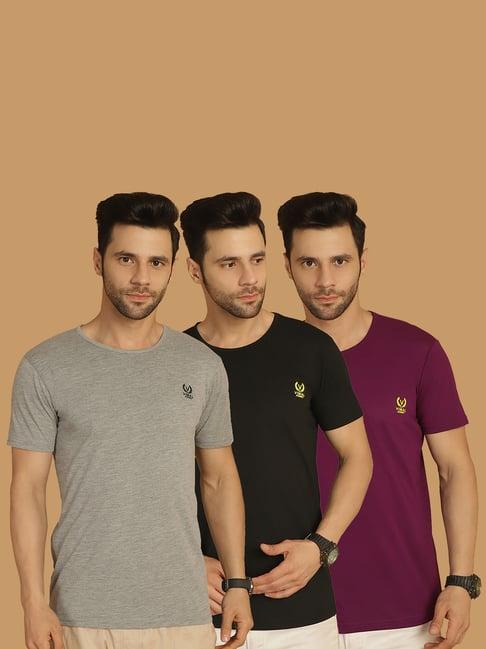 vimal jonney multicolor regular fit crew t-shirt - pack of 3