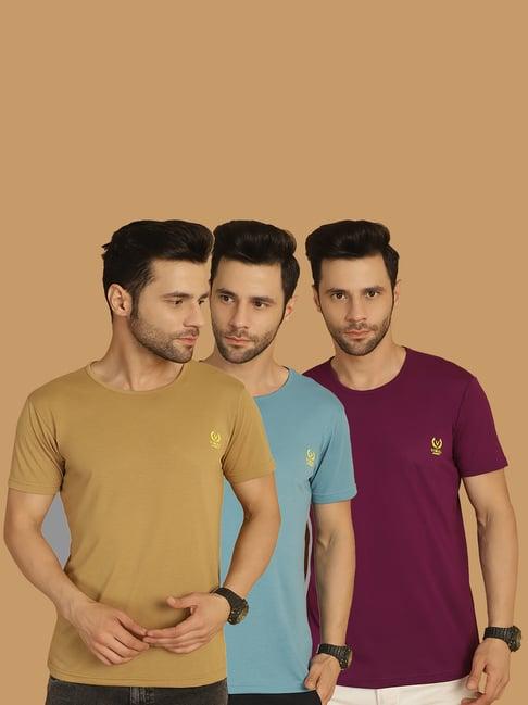 vimal jonney multicolor regular fit crew t-shirt - pack of 3