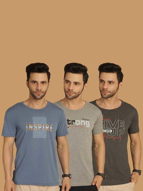 vimal jonney multicolor regular fit printed crew t-shirt - pack of 3