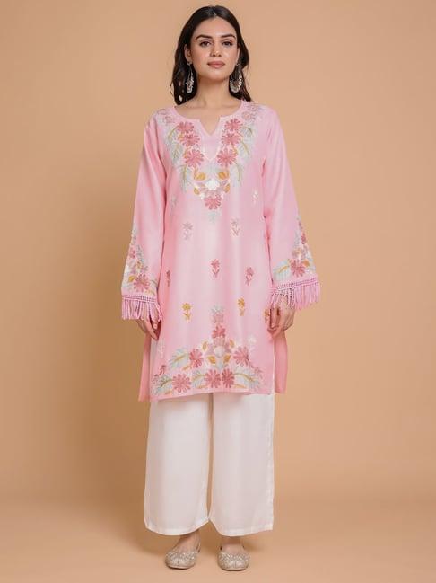 house of kari falak kashmiri short kurta  pink