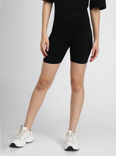 forever 21 black cotton slim fit sports shorts