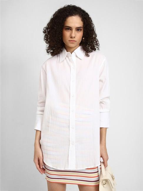 forever 21 white cotton relaxed fit shirt