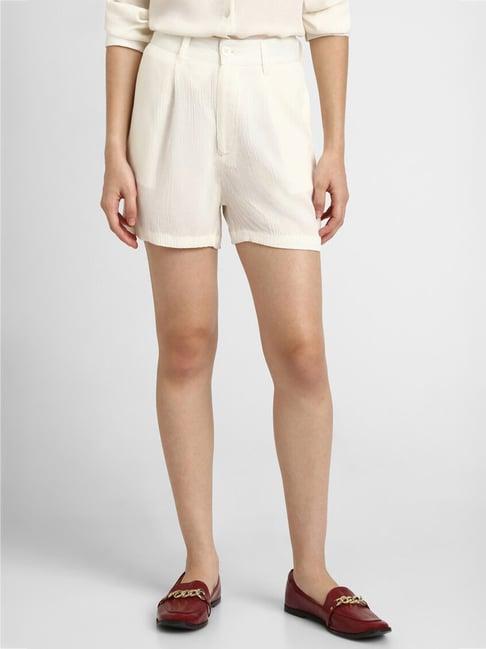 forever 21 cream regular fit shorts