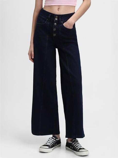 forever 21 dark blue blended flared fit jeans