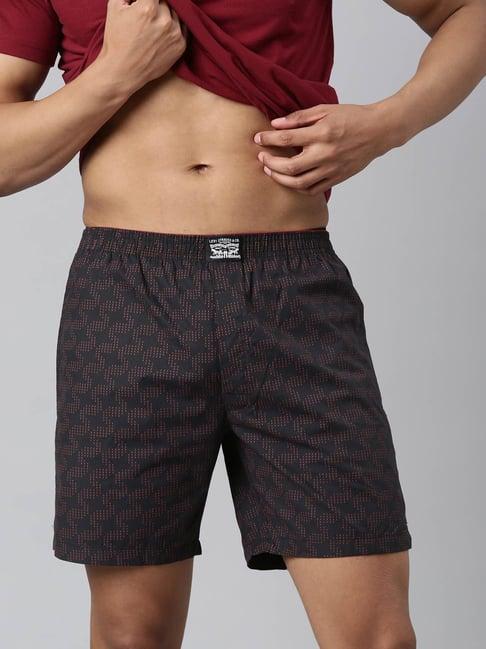 levi's black pure cotton relaxed fit printed shorts