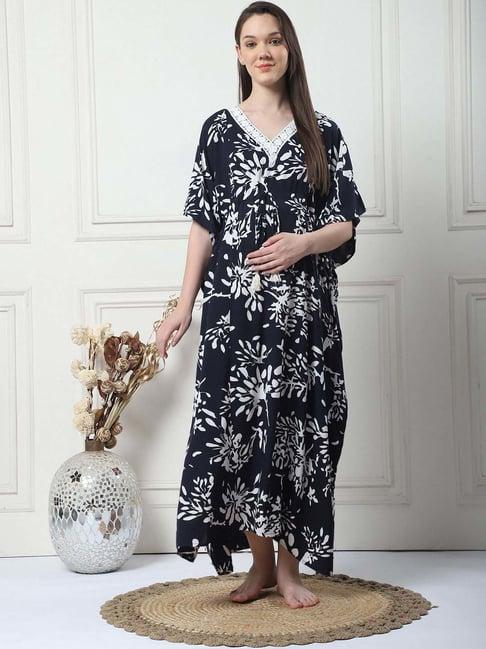 secret wish black rayon floral straight kaftan