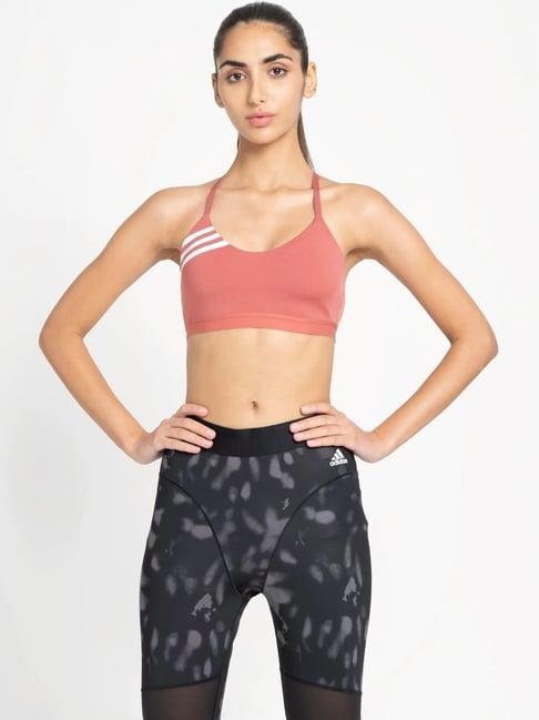 adidas peach printed sports bra