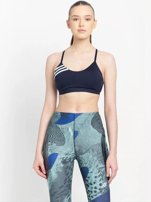 adidas blue printed sports bra