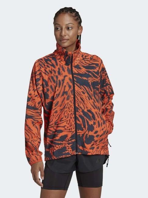 adidas orange printed sports jacket